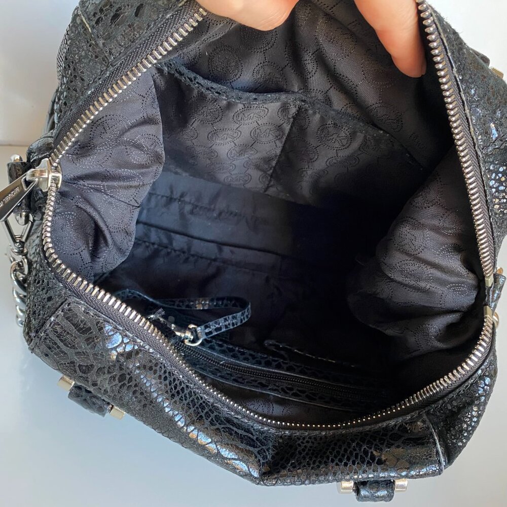 Michael Kors Black Leather Python Embossed Fulton… - image 6